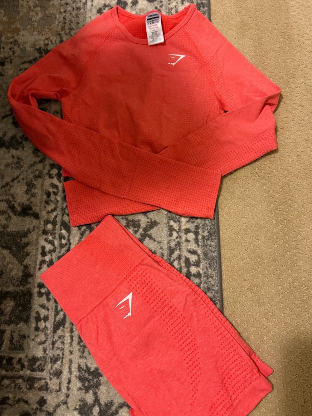 Gymshark Hot pink Seamless Long Sleeve Crop Top & Leggings Set